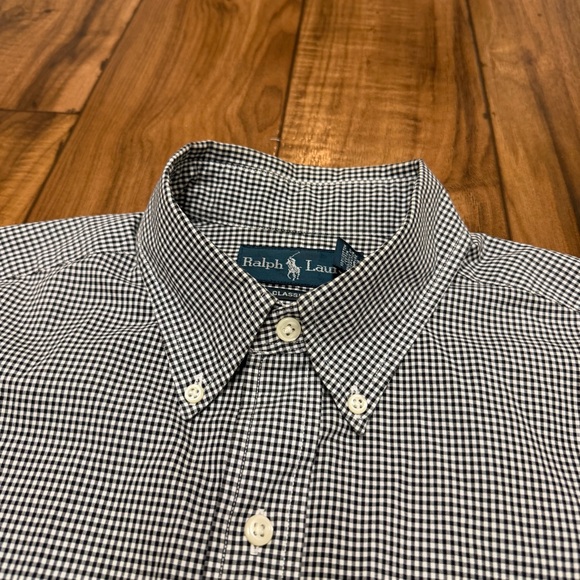 Vtg Ralph Lauren Long Sleeve Button Down Oxford Shirt Black Gingham Men Medium - Picture 7 of 14